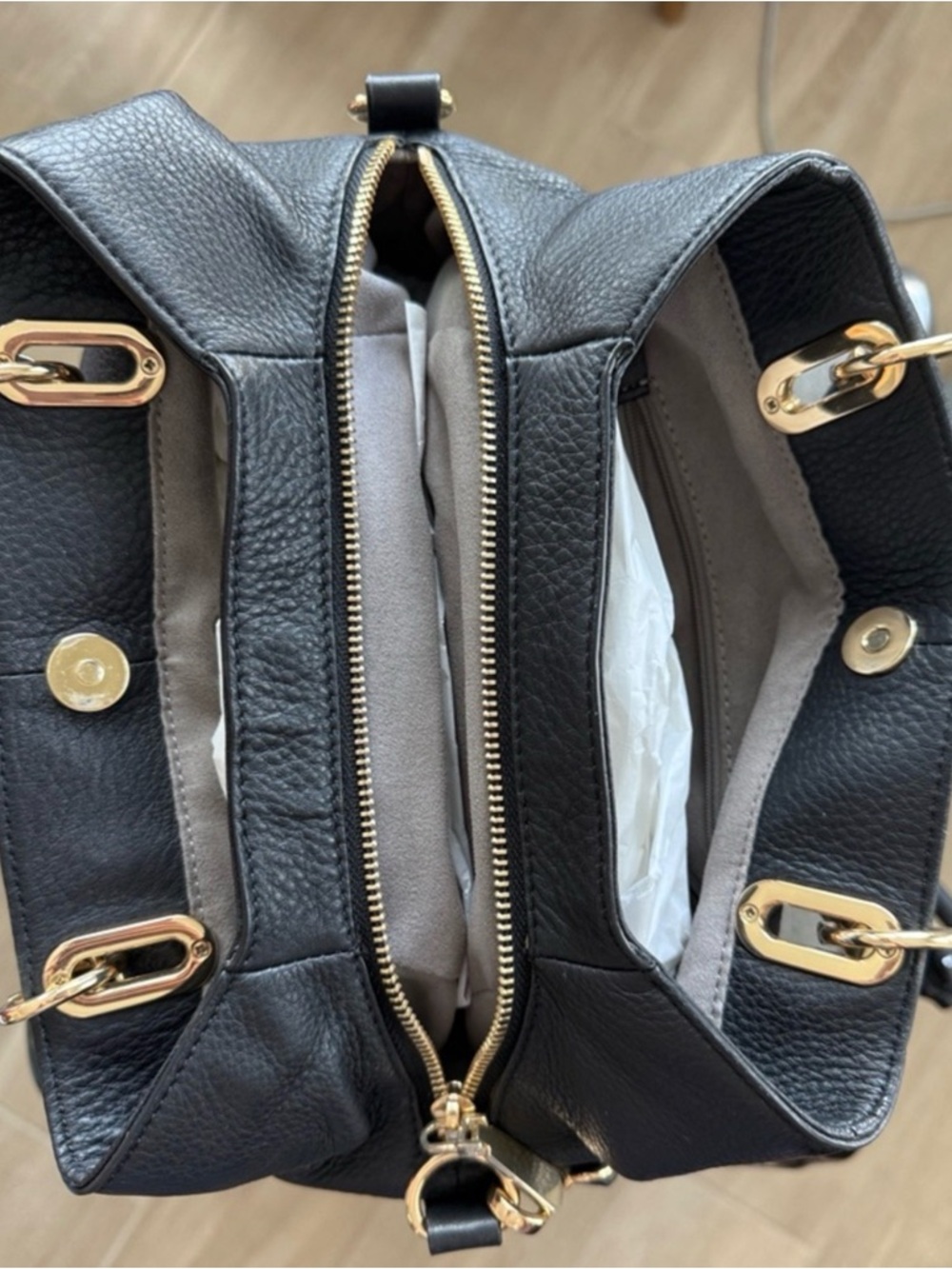 Vince Camuto Black Pebbled Leather Satchel with Tassel - Picture 8 of 11